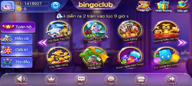 Kho game đầy thú vị của Bingo Club