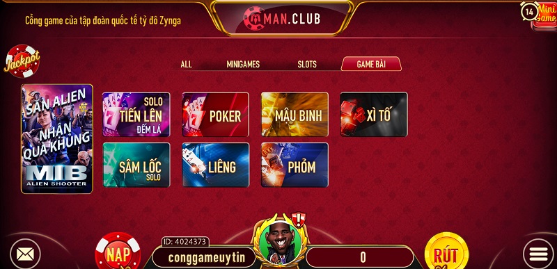 Thỏa sức đam mê với vô vàn game bài hot tại Man Club