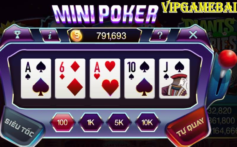 Giao diện nhỏ gọn dễ thao tác tại tựa game Mini Poker 789 Club
